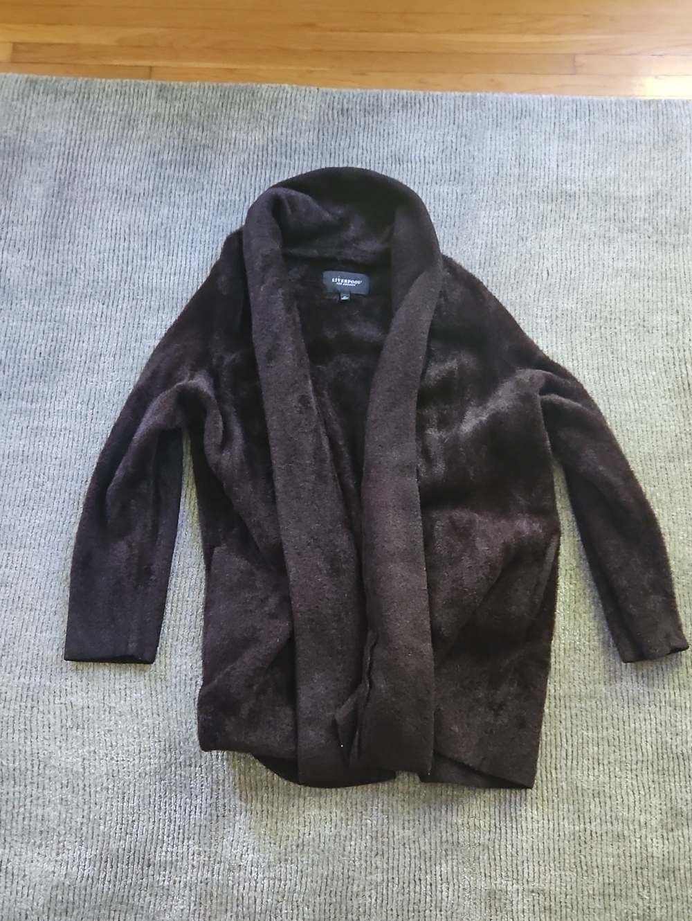 Liverpool Plush Open-Front Coatigan in Dark Brown